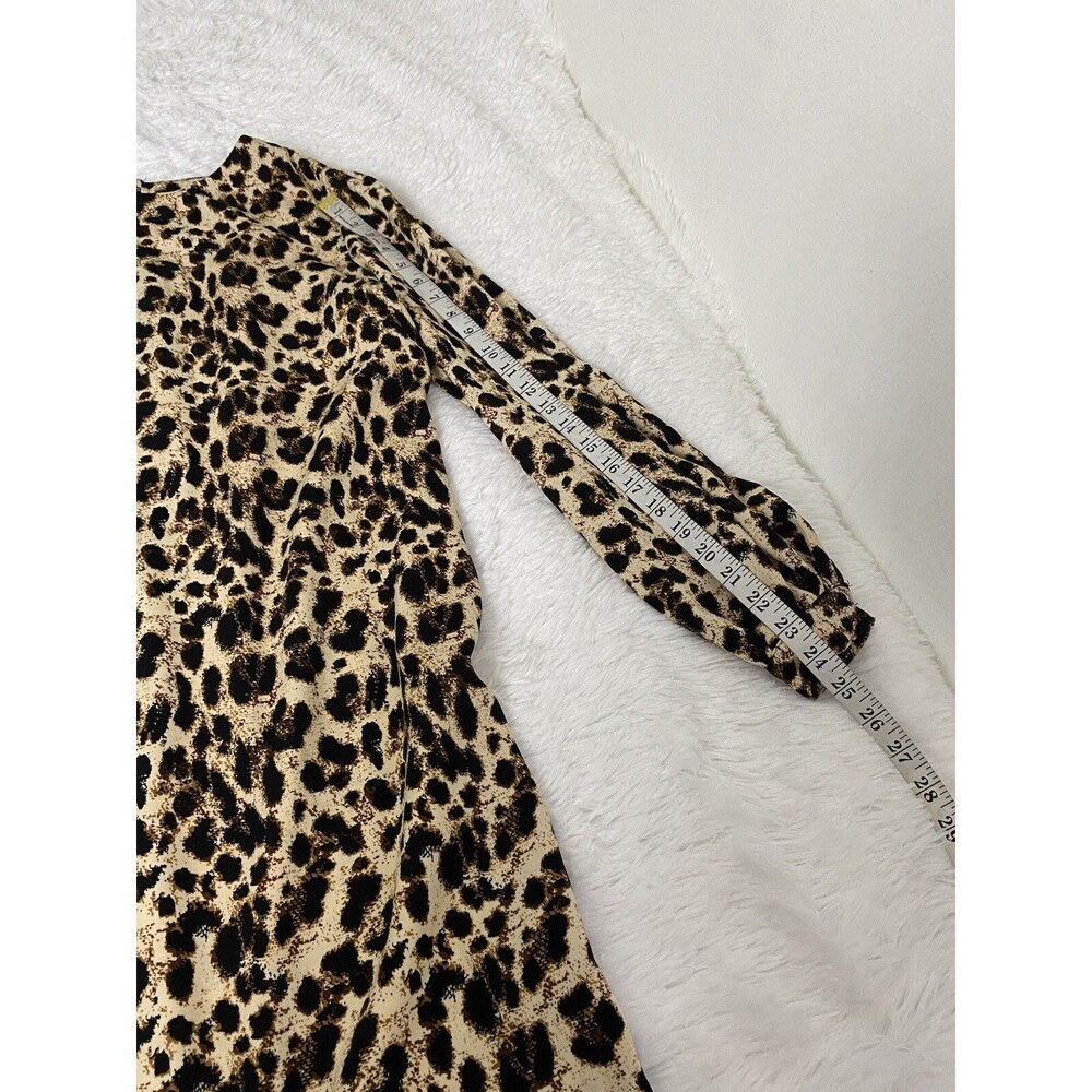 Reynah Couture Mini Dress Size 6 Cheetha Animal Print Balloon Long Sleeves - Picture 6 of 14